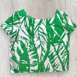 LILLY PULITZER TARGET Boom Boom Crop Top Knit Resort Holiday Green Leaf Print